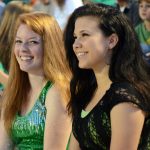 Football Spectators Pretty young ladies at a football game